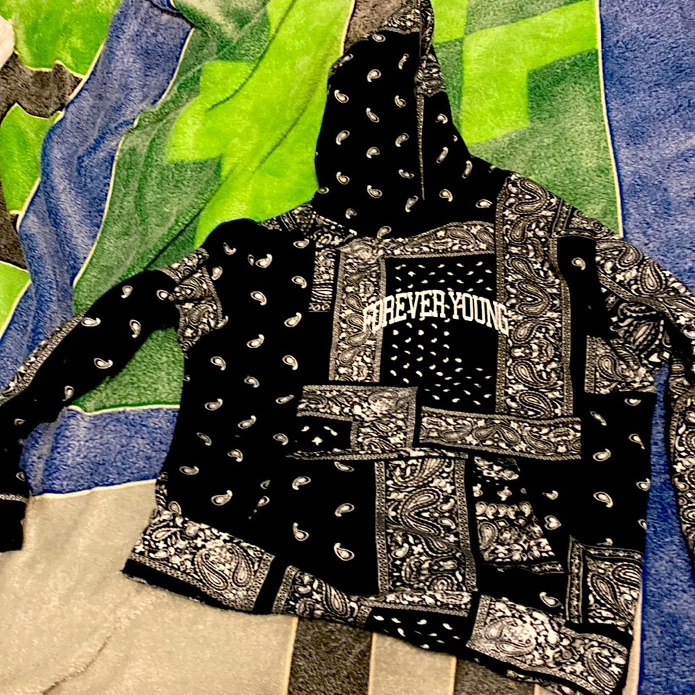 Black and white forever young hoodie